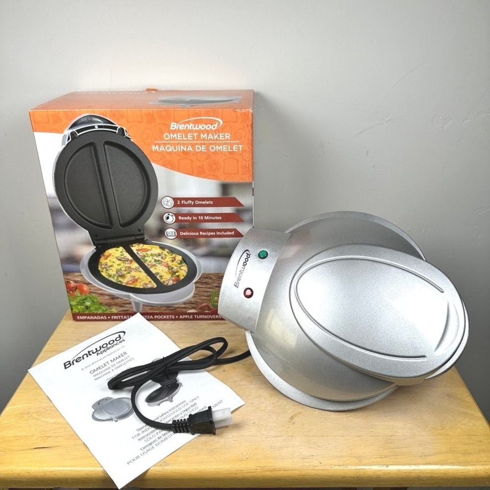 Brentwood Non Stick Electric‎ 2 Omelet Maker TS-255 Silver 1000W Dual Chamber
